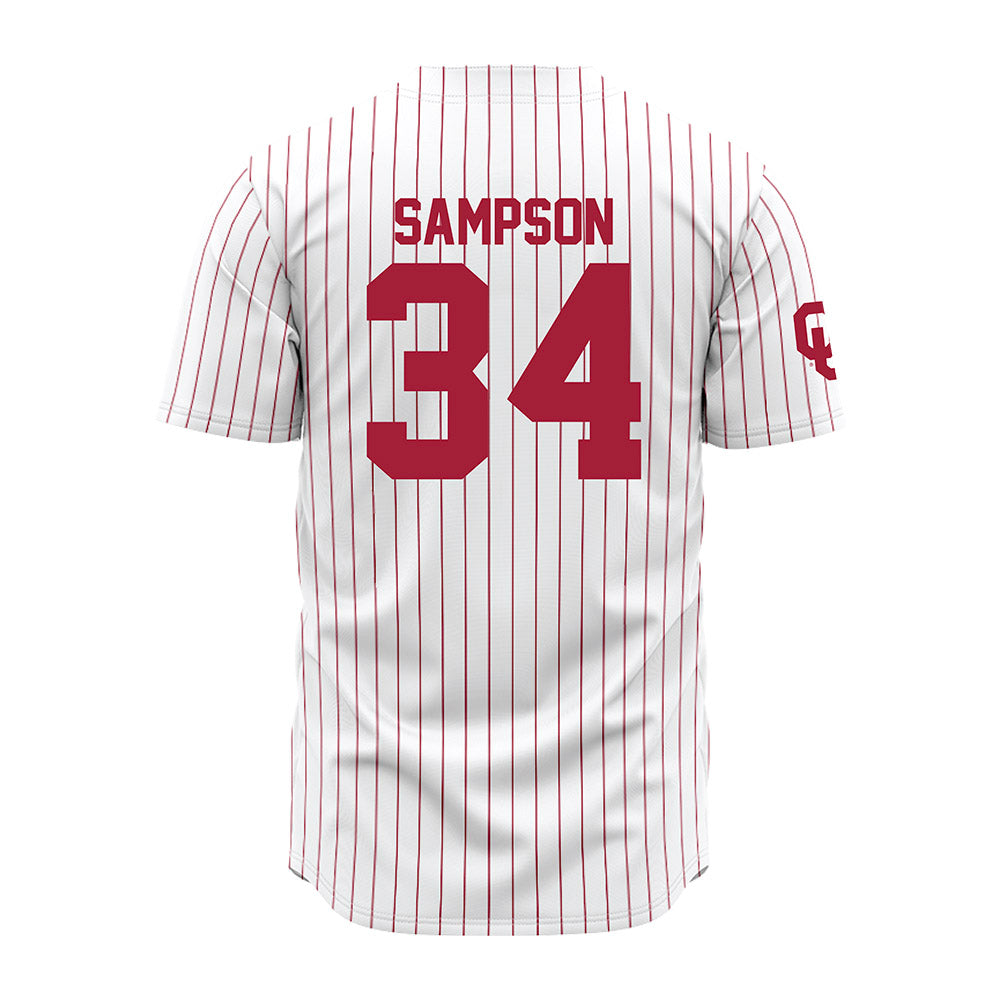 Oklahoma - NCAA Baseball : Beau Sampson - Pinstripe Jersey-1