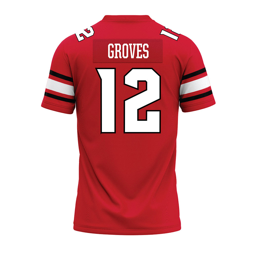 NC State - NCAA Football : Elijah Groves - Red Premium Football Jersey-1