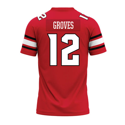 NC State - NCAA Football : Elijah Groves - Red Premium Football Jersey-1