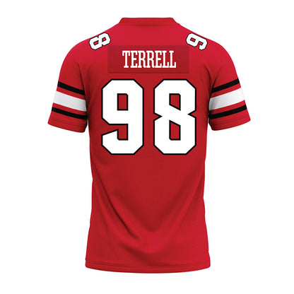 NC State - NCAA Football : Justin Terrell - Red Premium Football Jersey-1