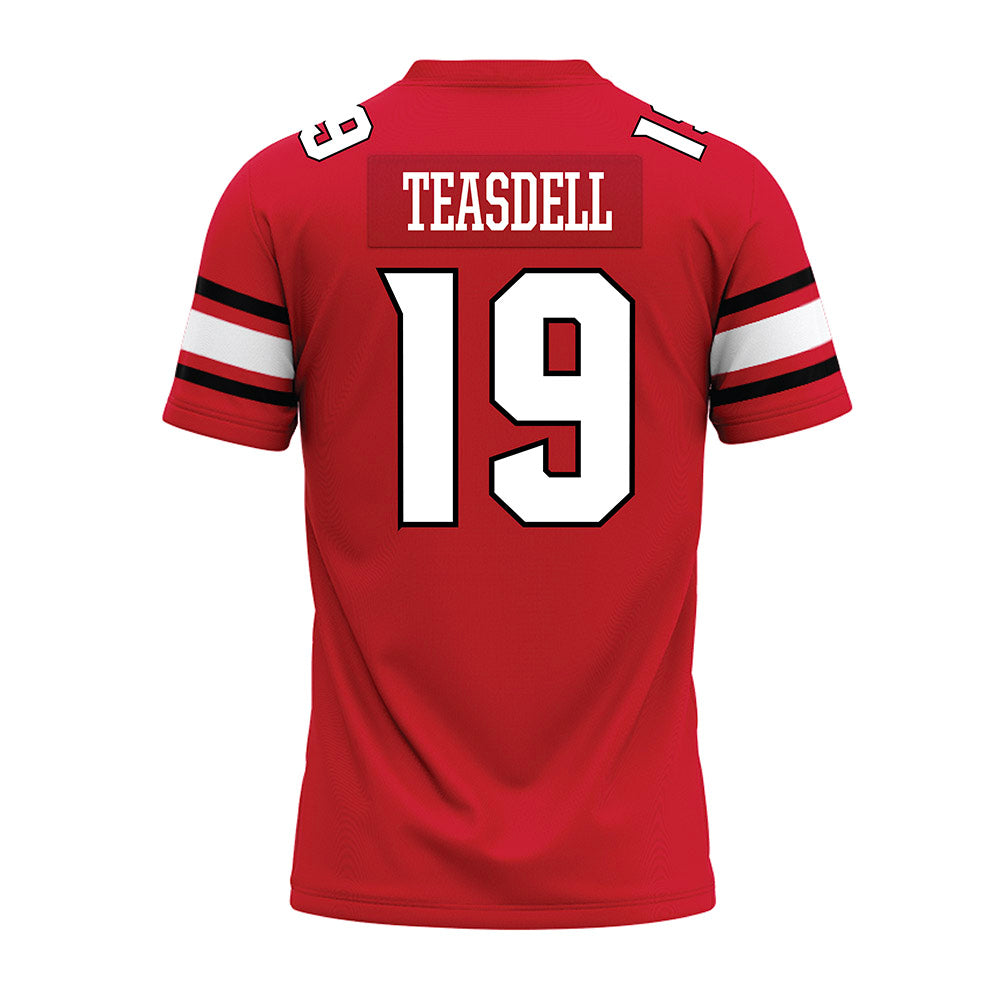NC State - NCAA Football : Tristan Teasdell - Red Premium Football Jersey-1
