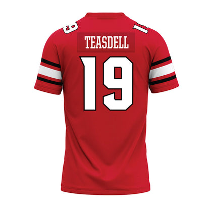 NC State - NCAA Football : Tristan Teasdell - Red Premium Football Jersey-1