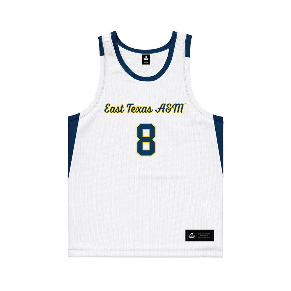 ETAMU - NCAA Men's Basketball : Damian Garcia - White Basketball Jersey-0