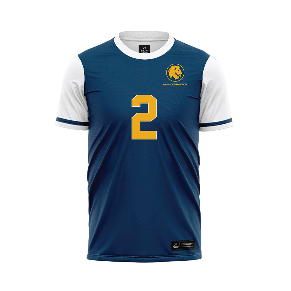 Texas A&M Commerce - NCAA Women's Soccer : Elaina Flores - Navy Soccer Jersey-0