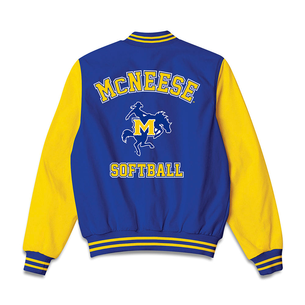 McNeese State - NCAA Softball : Kadence Williams - Bomber Jacket-1