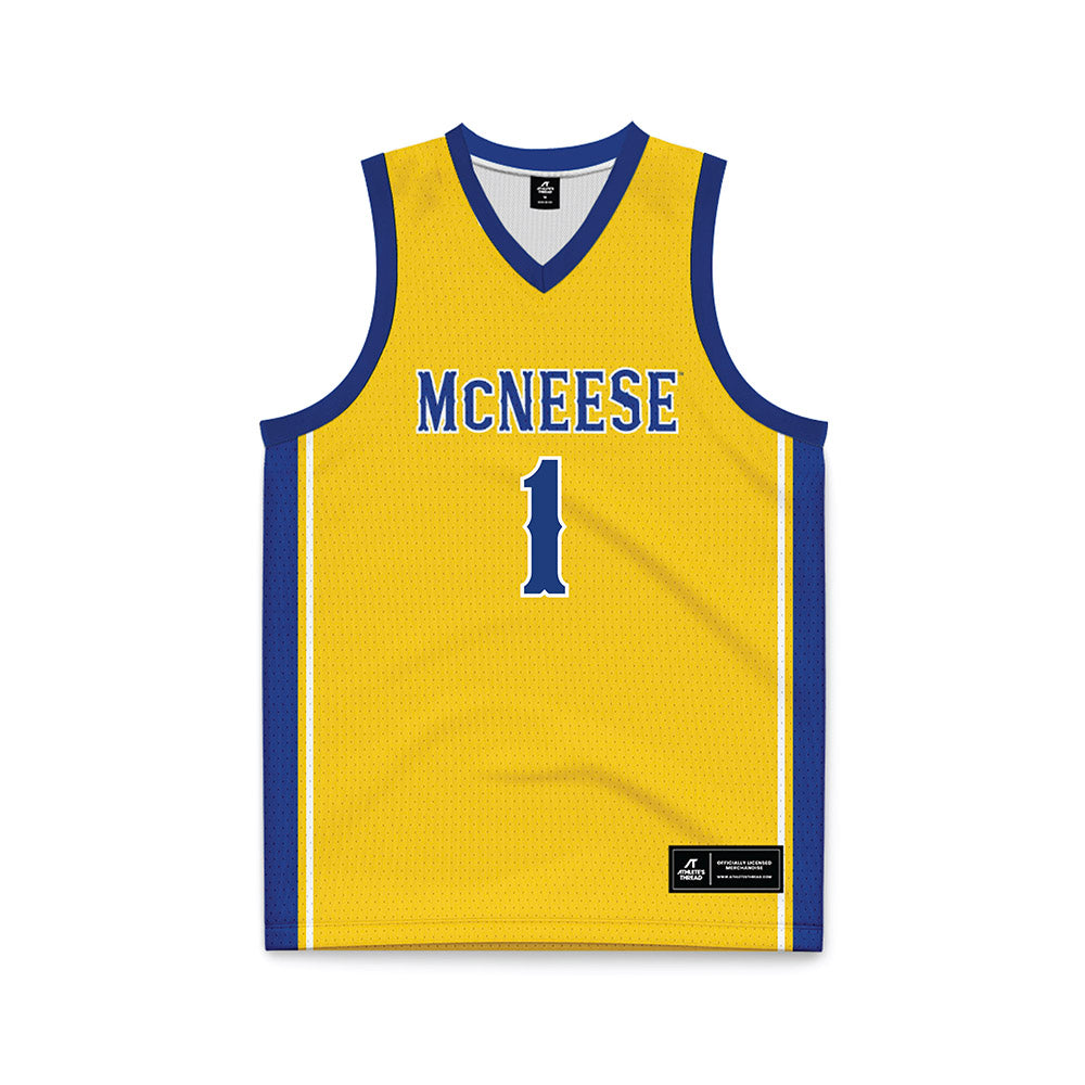 McNeese State - NCAA Women's Basketball : Azjah Reeves - Yellow Basketball Jersey-0