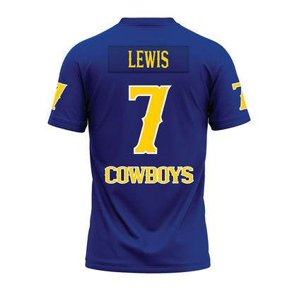 McNeese State - NCAA Football : Johnquai Lewis - Blue Premium Football Jersey-1