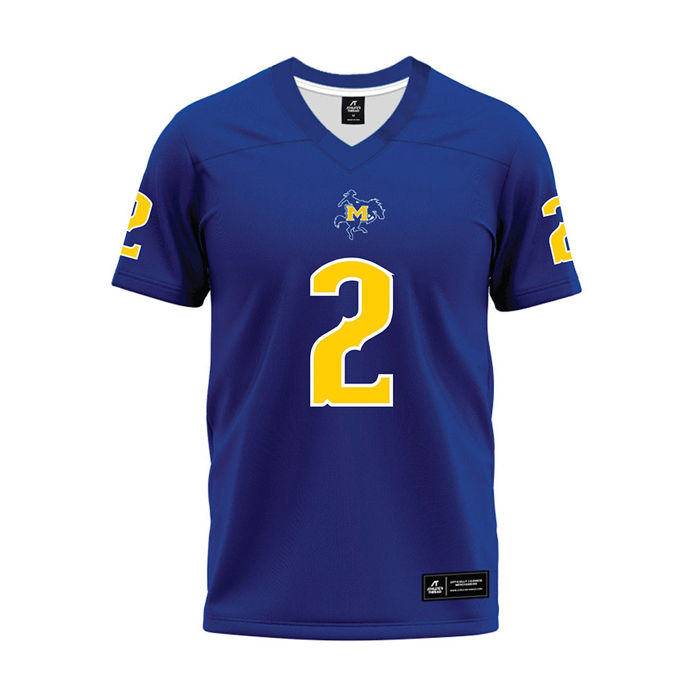 McNeese State - NCAA Football : Bryce Strong - Blue Premium Football Jersey-0
