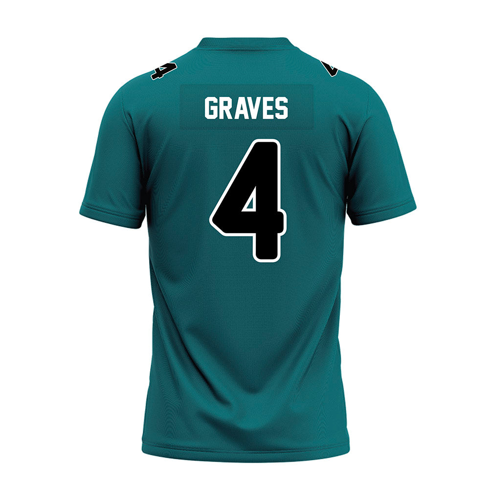 Coastal Carolina - NCAA Football : Bryson Graves - Teal Premium Football Jersey-1