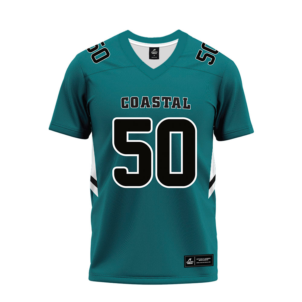 Coastal Carolina - NCAA Football : Nate Thompson - Teal Premium Football Jersey-0