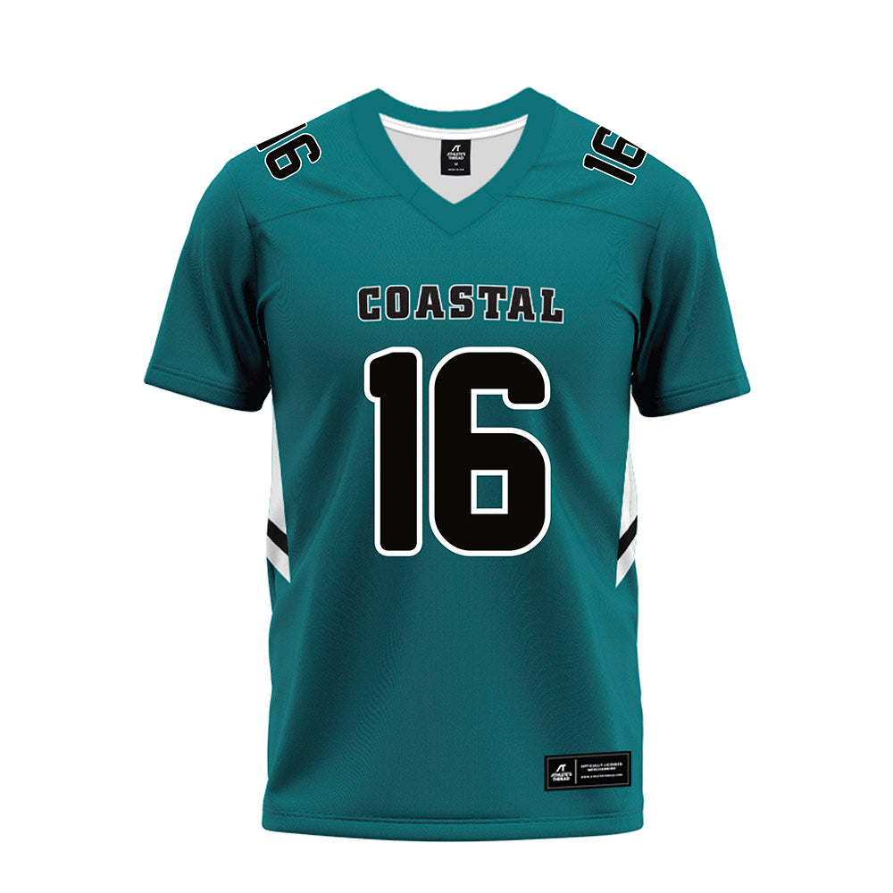 Coastal Carolina - NCAA Football : Blake Boda - Teal Premium Football Jersey-0