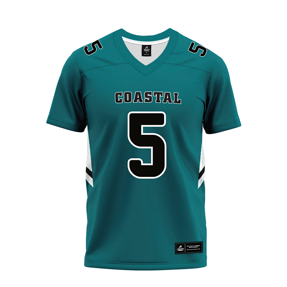 Coastal Carolina - NCAA Football : Dante Thomas - Teal Premium Football Jersey-0