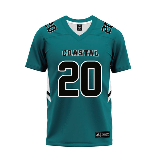 Coastal Carolina - NCAA Football : Jevon Edwards - Teal Premium Football Jersey-0
