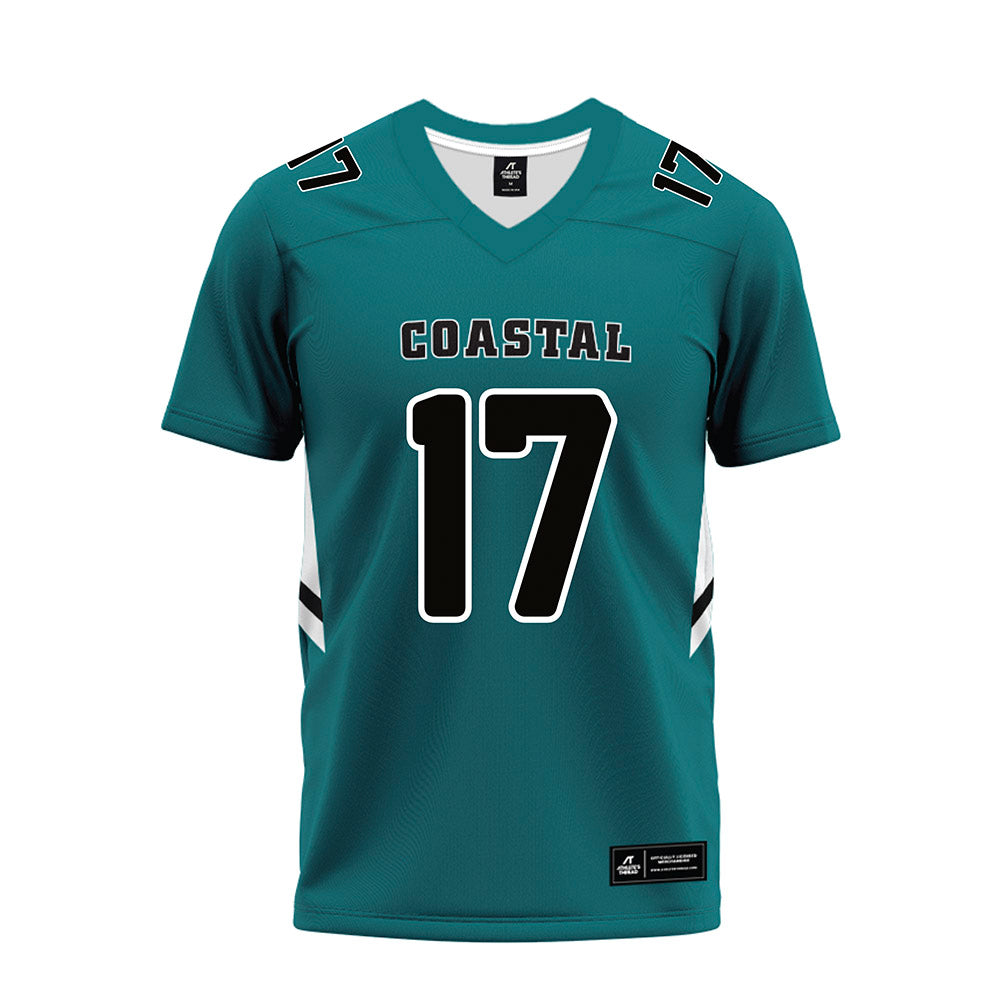 Coastal Carolina - NCAA Football : Cameron Wright - Teal Premium Football Jersey-0