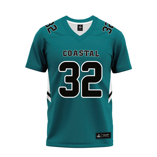 Coastal Carolina - NCAA Football : Nate Gregory - Teal Premium Football Jersey-0
