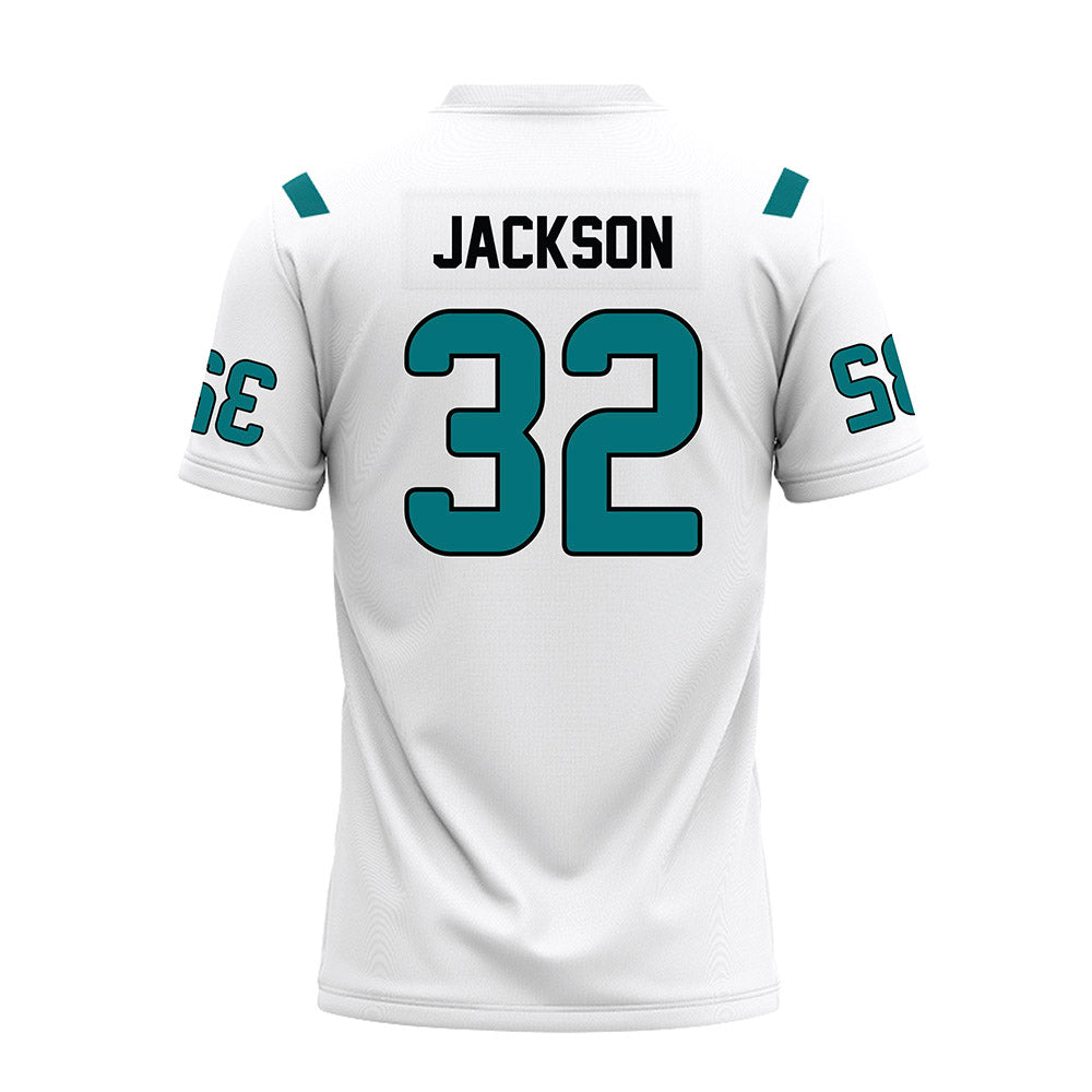 Coastal Carolina - NCAA Football : Jayden Jackson - White Premium Football Jersey