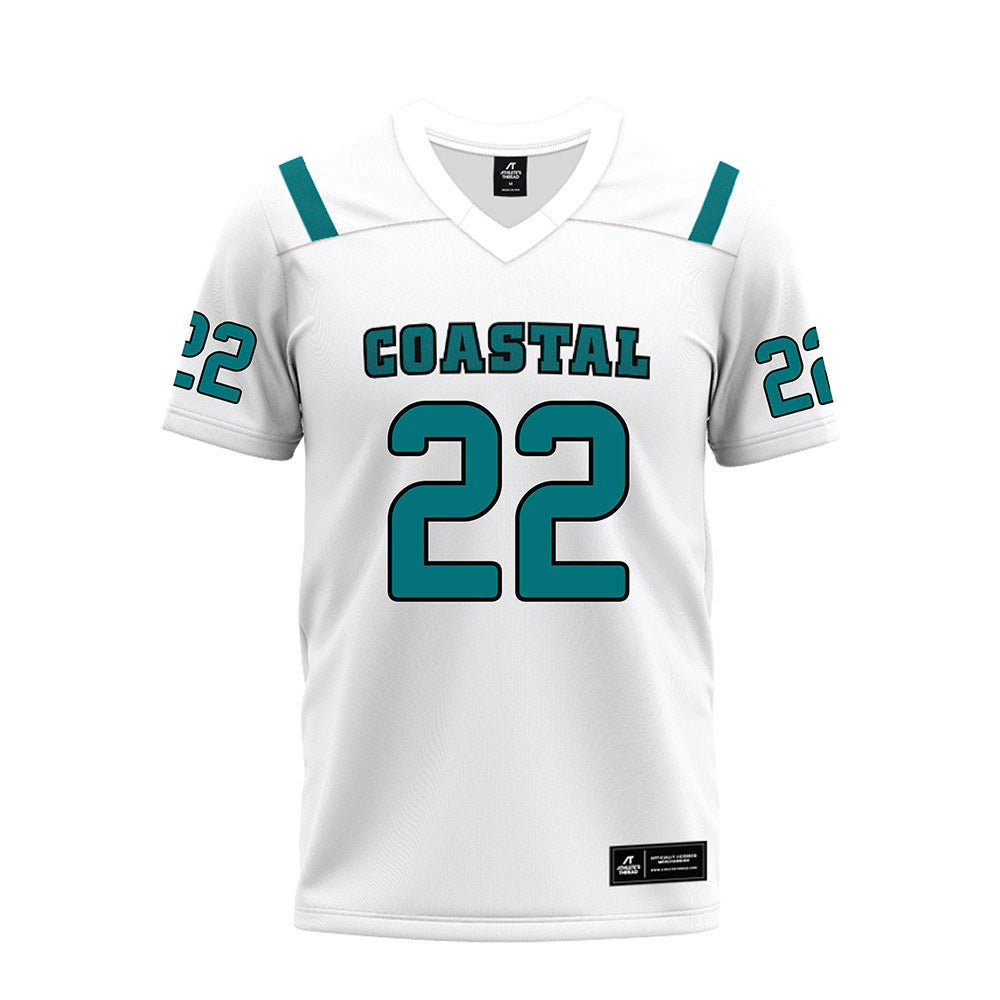 Coastal Carolina - NCAA Football : Jacob Robinson - White Premium Football Jersey-0