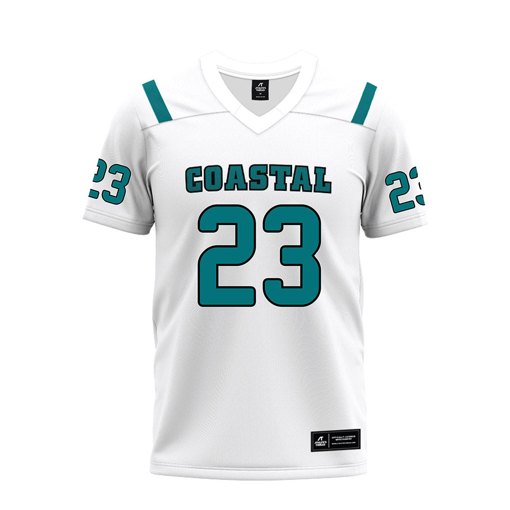 Coastal Carolina - NCAA Football : Dom Knicely - White Premium Football Jersey-0