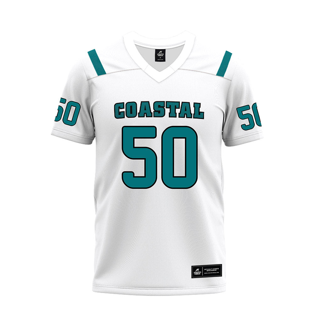 Coastal Carolina - NCAA Football : Nate Thompson - White Premium Football Jersey-0