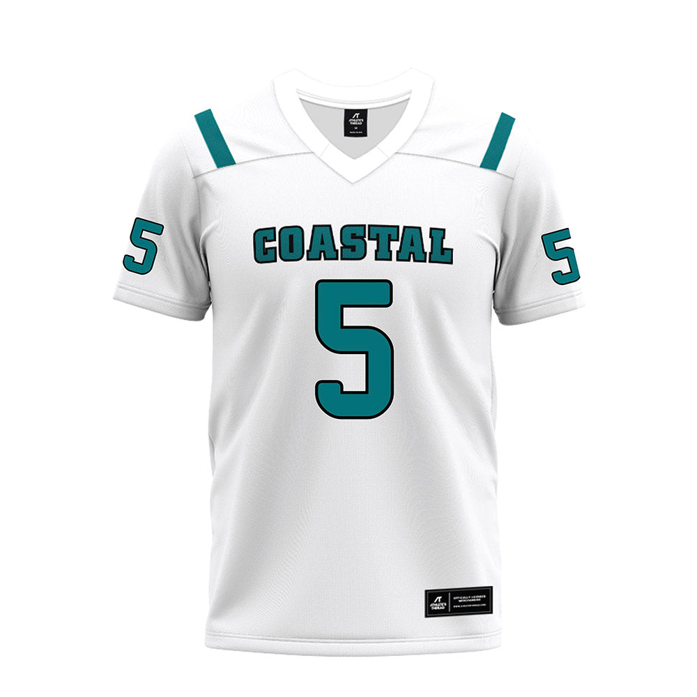 Coastal Carolina - NCAA Football : Dante Thomas - White Premium Football Jersey-0