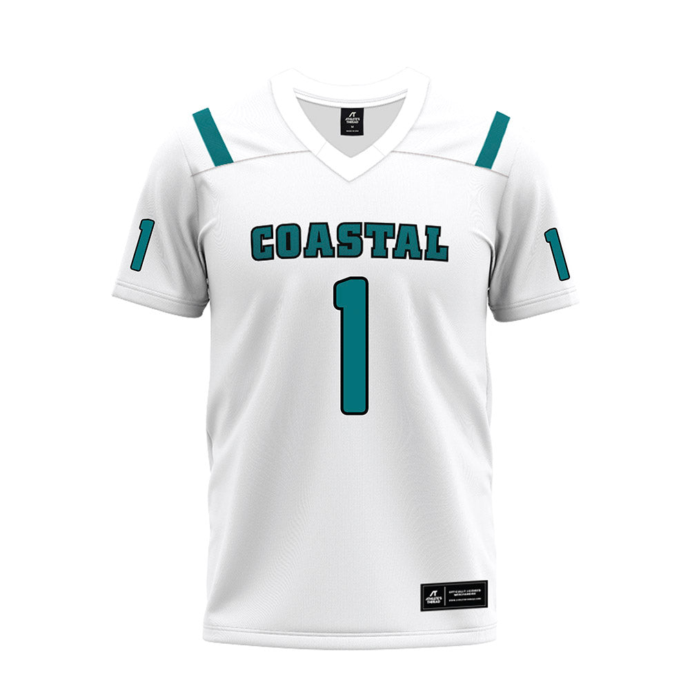 Coastal Carolina - NCAA Football : Robby Washington - White Premium Football Jersey-0