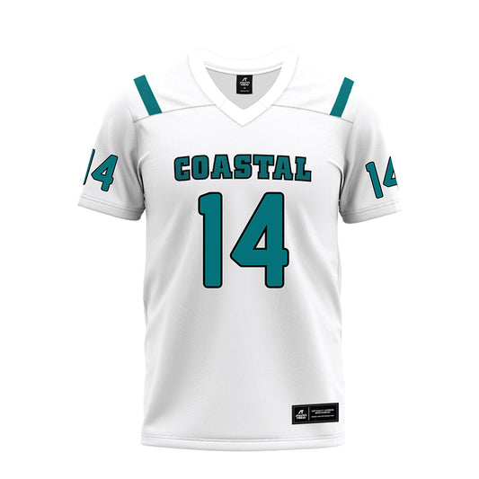 Coastal Carolina - NCAA Football : Jared Brown - White Premium Football Jersey
