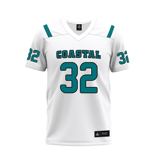 Coastal Carolina - NCAA Football : Jayden Jackson - White Premium Football Jersey