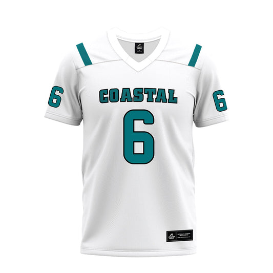 Coastal Carolina - NCAA Football : Dee Perteet - White Premium Football Jersey-0