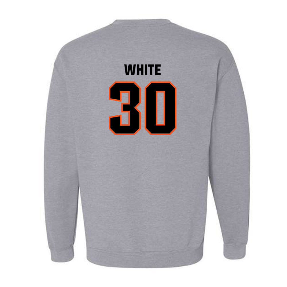 Oklahoma State - NCAA Football : Trip White - Classic Shersey Crewneck Sweatshirt-1