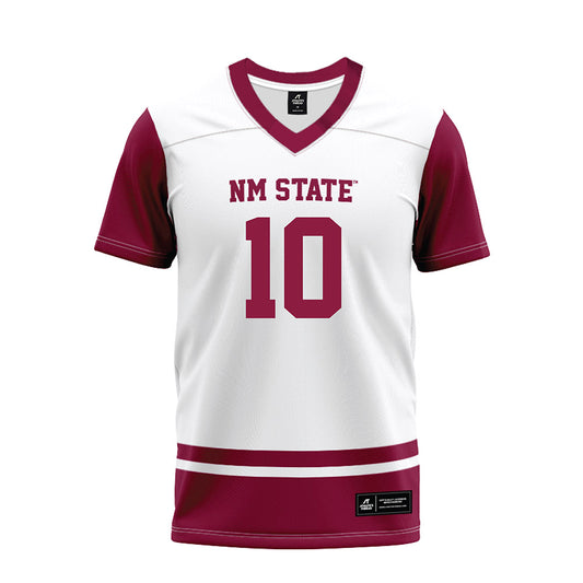 NMSU - NCAA Football : Chance Barron - White Premium Football Jersey-0