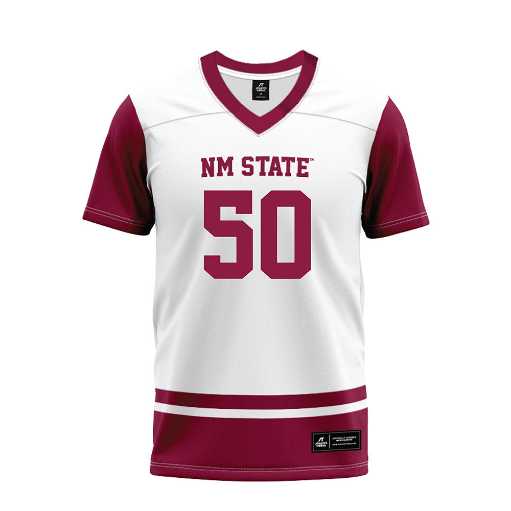 NMSU - NCAA Football : Cooper Sheehan - White Premium Football Jersey-0