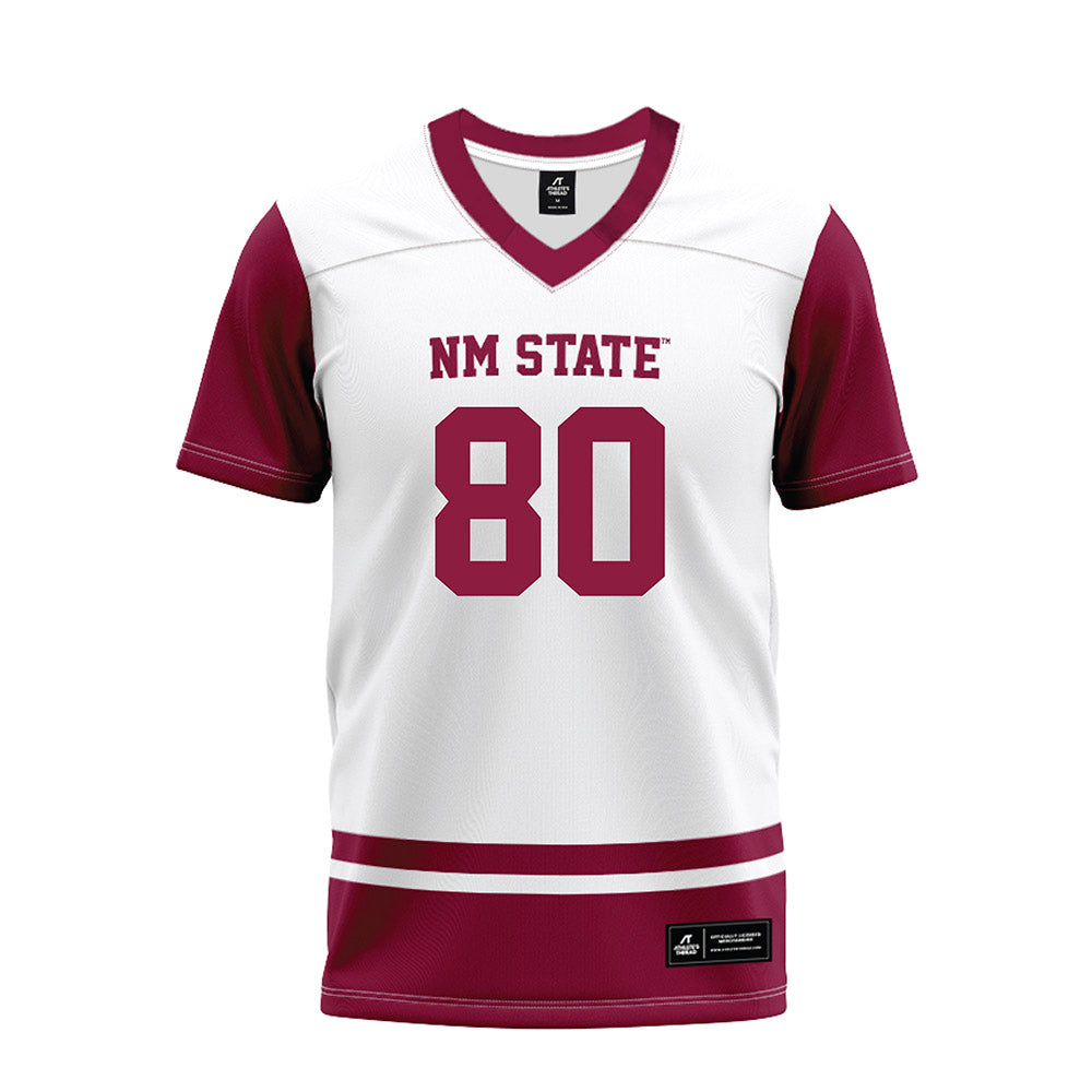 NMSU - NCAA Football : Izeyah Wright - White Premium Football Jersey-0