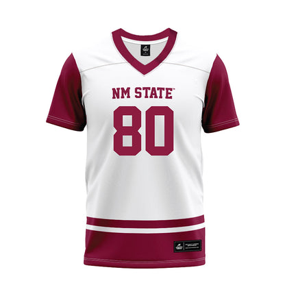 NMSU - NCAA Football : Izeyah Wright - White Premium Football Jersey-0