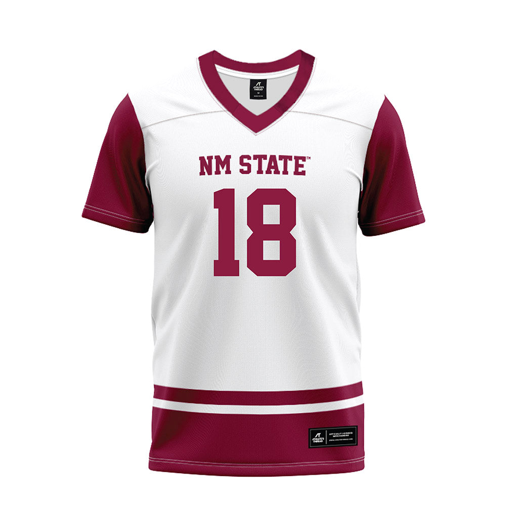 NMSU - NCAA Football : Joshua Goines - White Premium Football Jersey-0