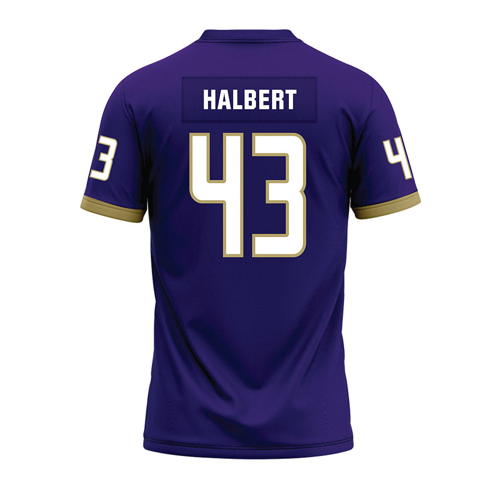 JMU - NCAA Football : Miles Halbert - Purple Premium Football Jersey-1