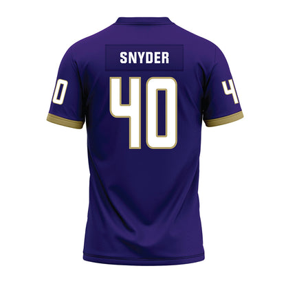 JMU - NCAA Football : Jackson Snyder - Purple Premium Football Jersey-1