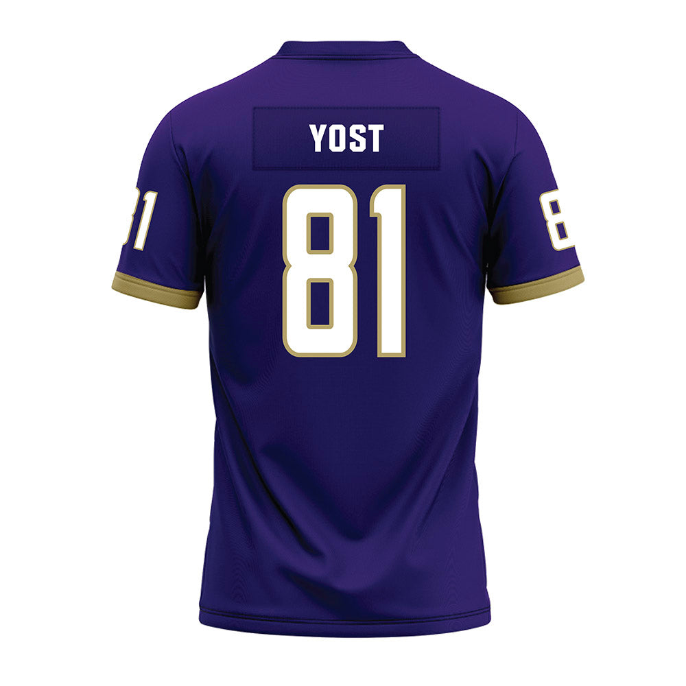 JMU - NCAA Football : Sue Yost - Purple Premium Football Jersey-1