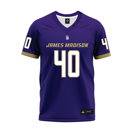 JMU - NCAA Football : Jackson Snyder - Purple Premium Football Jersey-0