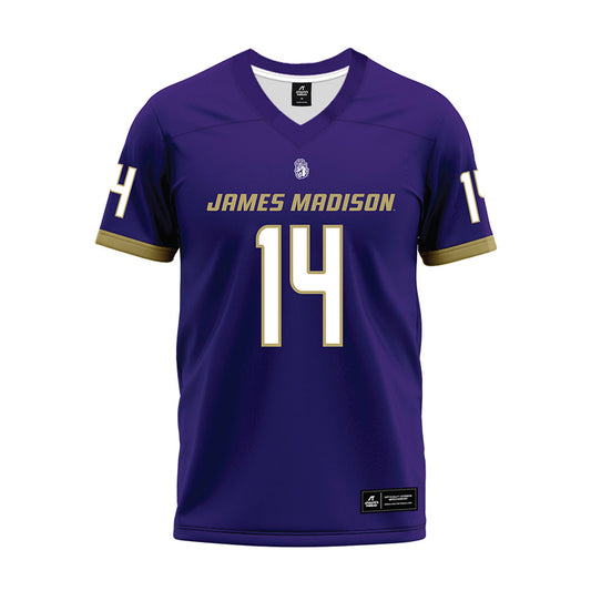 JMU - NCAA Football : KJ Flowe - Purple Premium Football Jersey-0