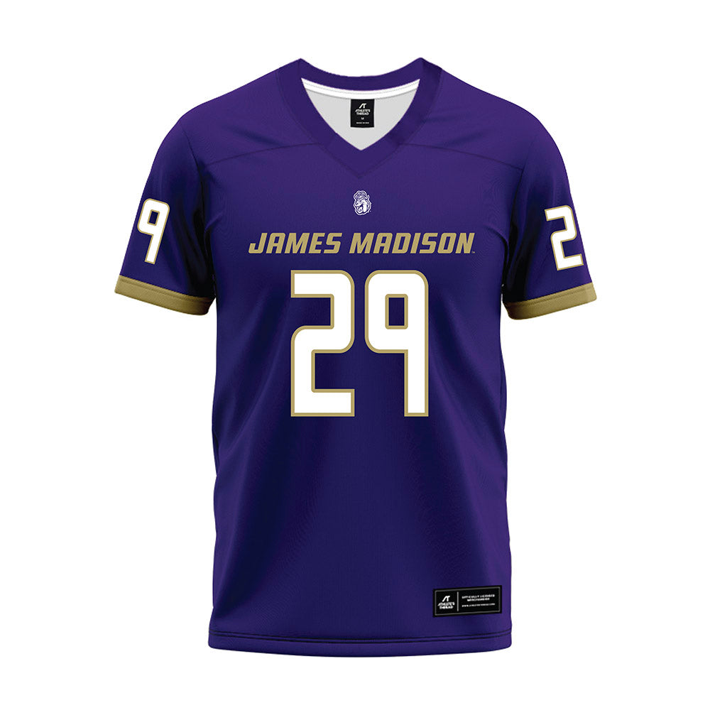 JMU - NCAA Football : Tre Leonard - Purple Premium Football Jersey-0