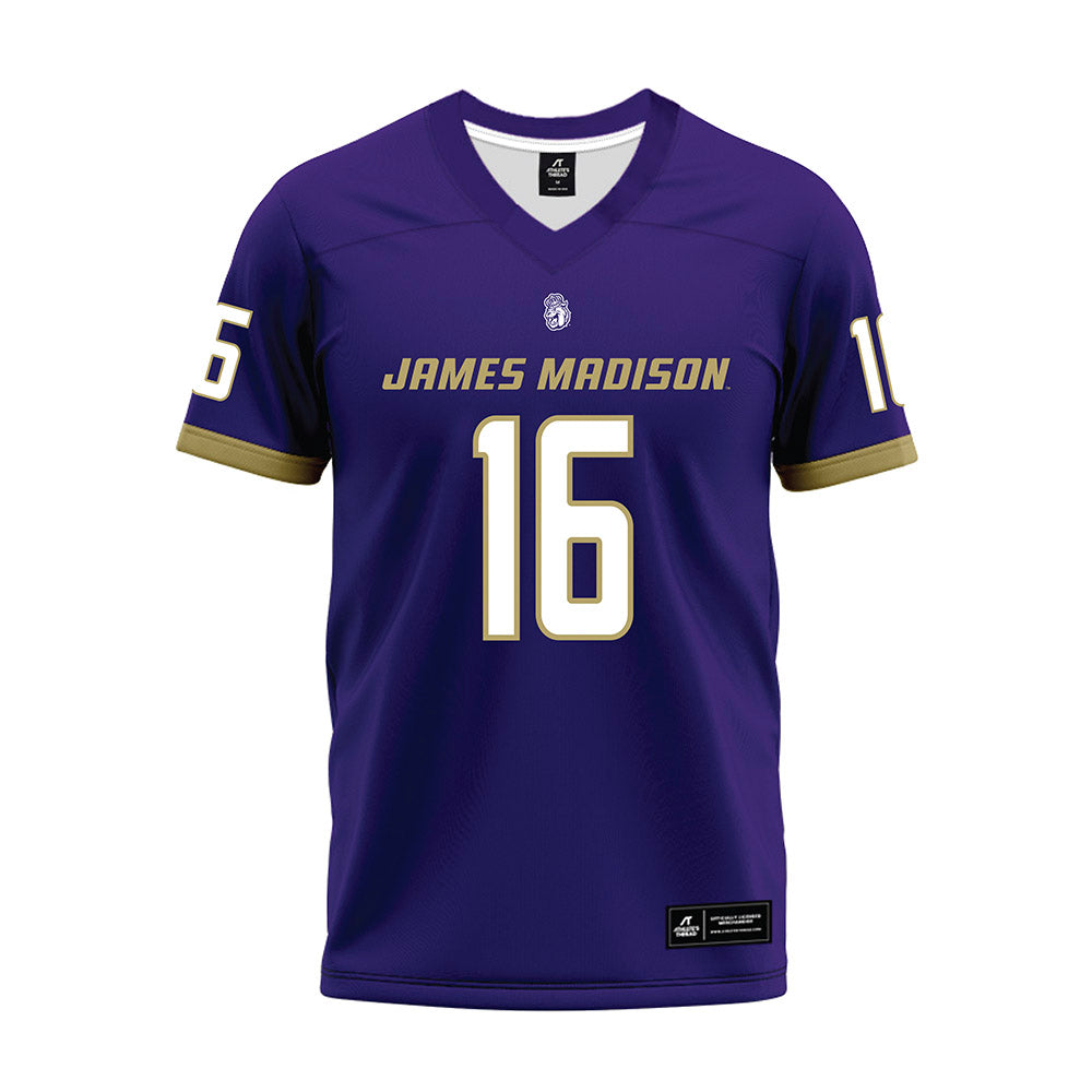 JMU - NCAA Football : TJ McGill - Purple Premium Football Jersey-0