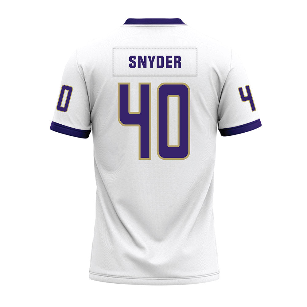 JMU - NCAA Football : Jackson Snyder - White Premium Football Jersey-1