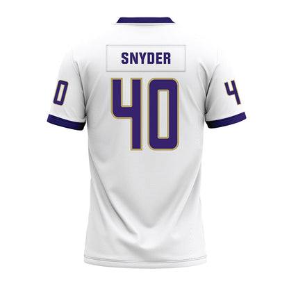 JMU - NCAA Football : Jackson Snyder - White Premium Football Jersey-1
