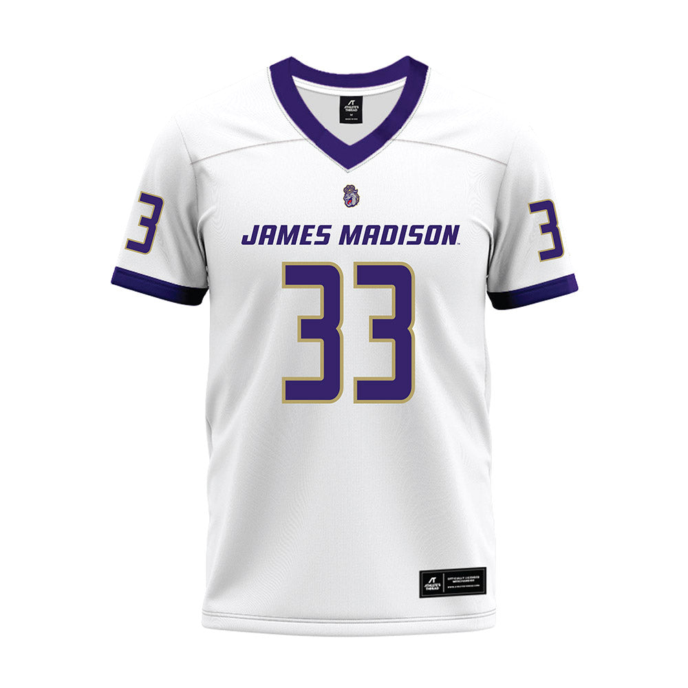 JMU - NCAA Football : Andrew Taddeo - White Premium Football Jersey-0
