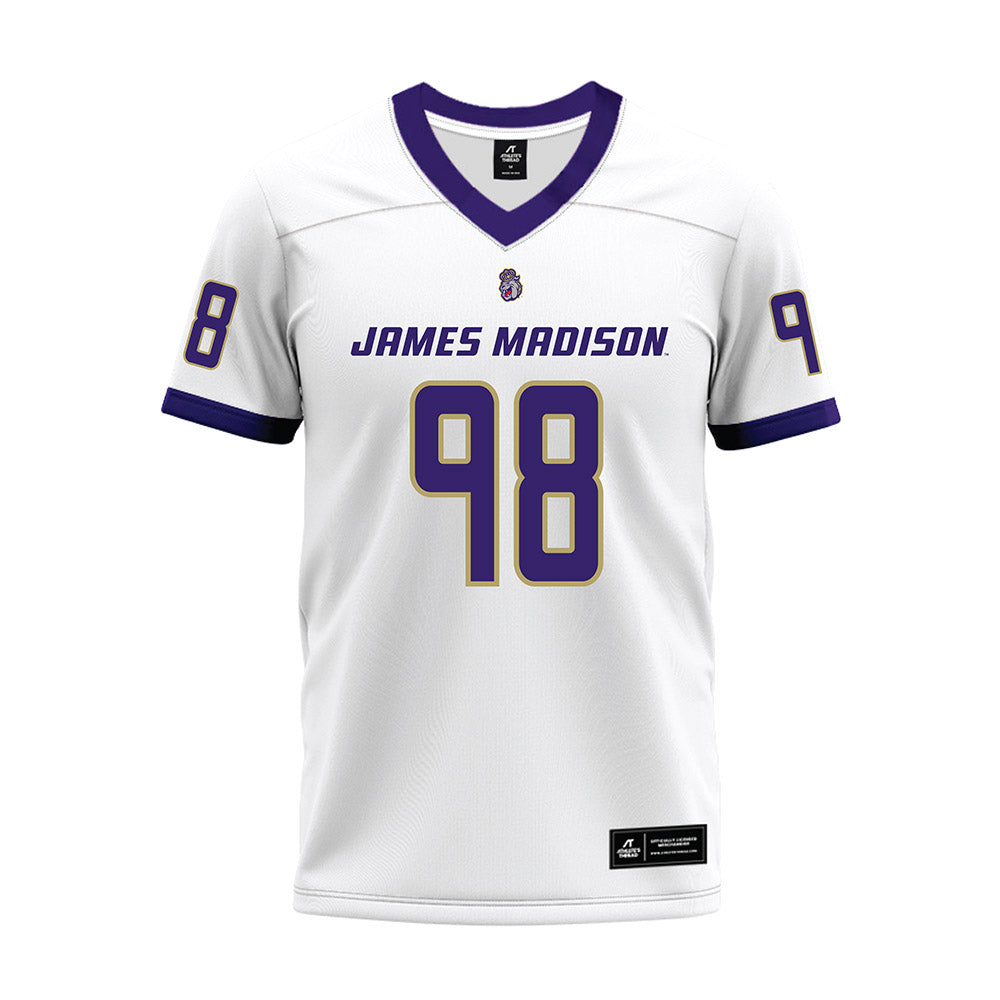 JMU - NCAA Football : Turner Schmidt - White Premium Football Jersey-0
