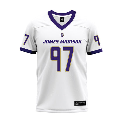 JMU - NCAA Football : Christopher Fitzgerald - White Premium Football Jersey