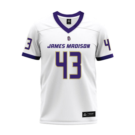 JMU - NCAA Football : Miles Halbert - White Premium Football Jersey-0