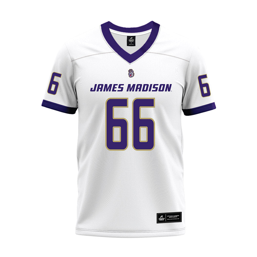 JMU - NCAA Football : JD Rayner - White Premium Football Jersey-0