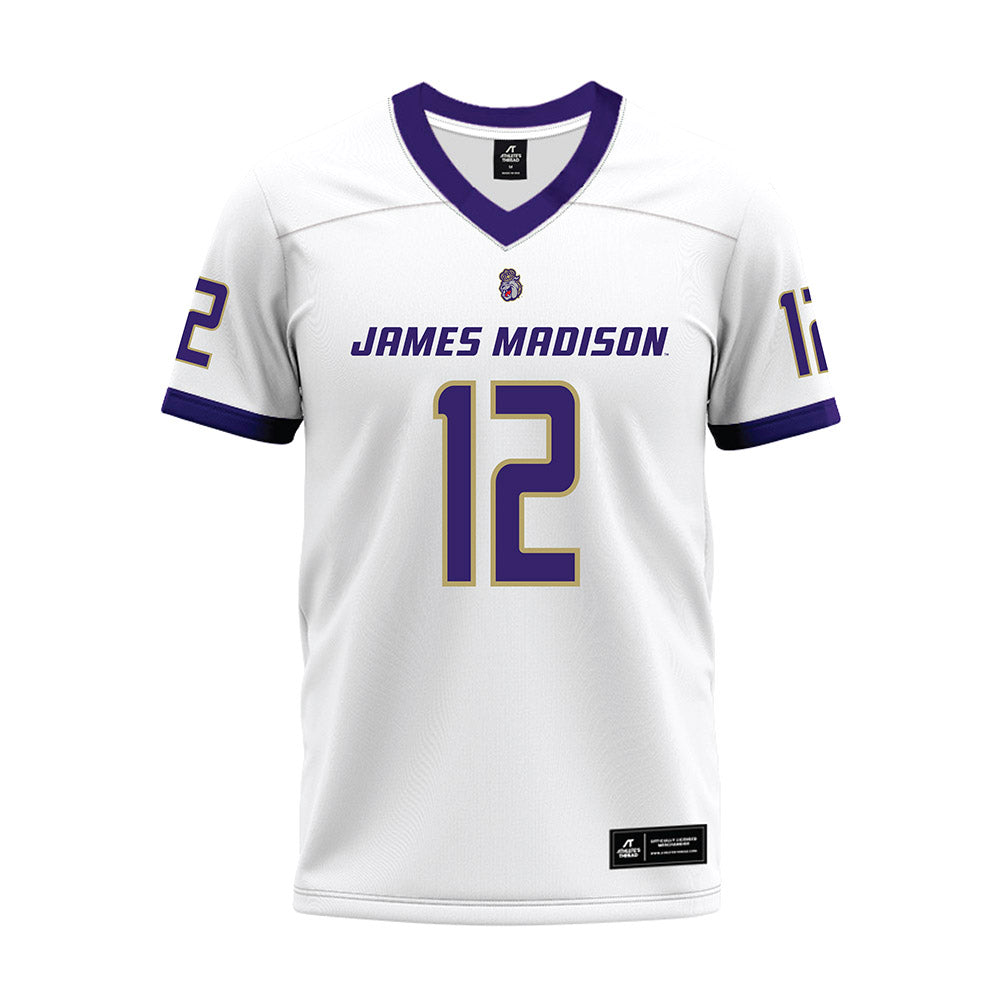 JMU - NCAA Football : Kye Holmes - White Premium Football Jersey