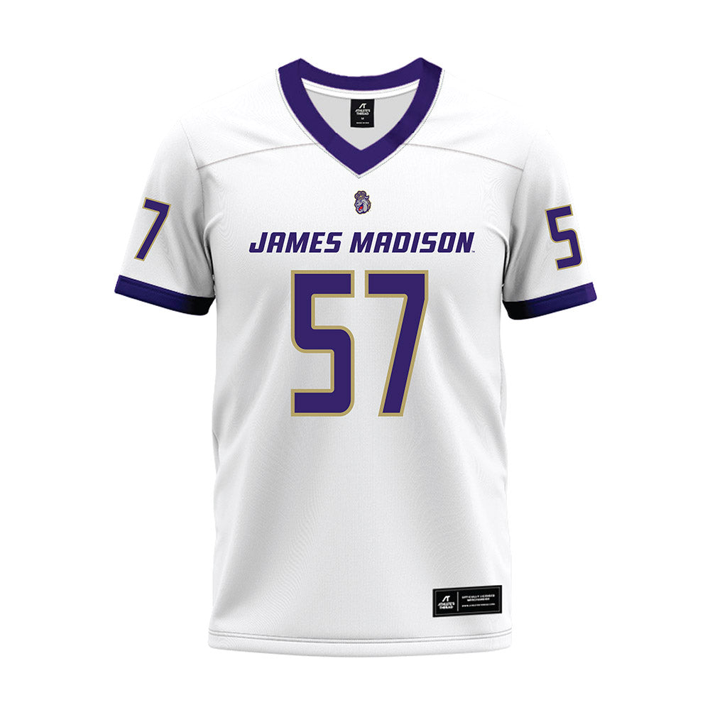JMU - NCAA Football : Jacob Bailey - White Premium Football Jersey-0